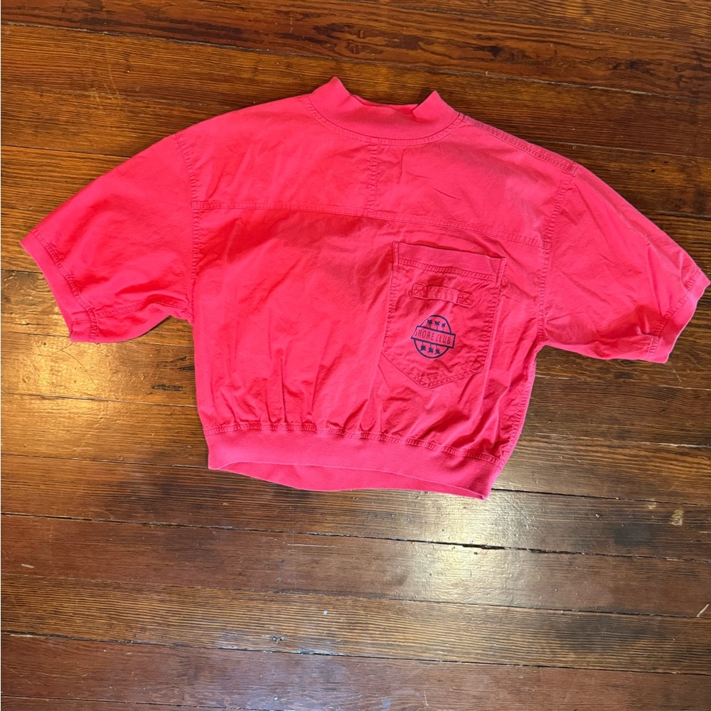 Vintage Red Short Sleeve Beach Top
